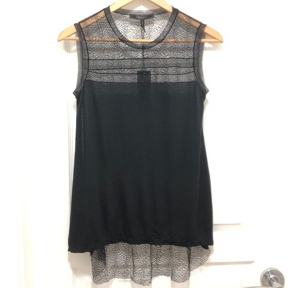 COPY - *BRAND NEW* BCBGMaxAzria (Lexi) Mesh Lace High Low Sheer Top - Size XS - Picture 3 of 8